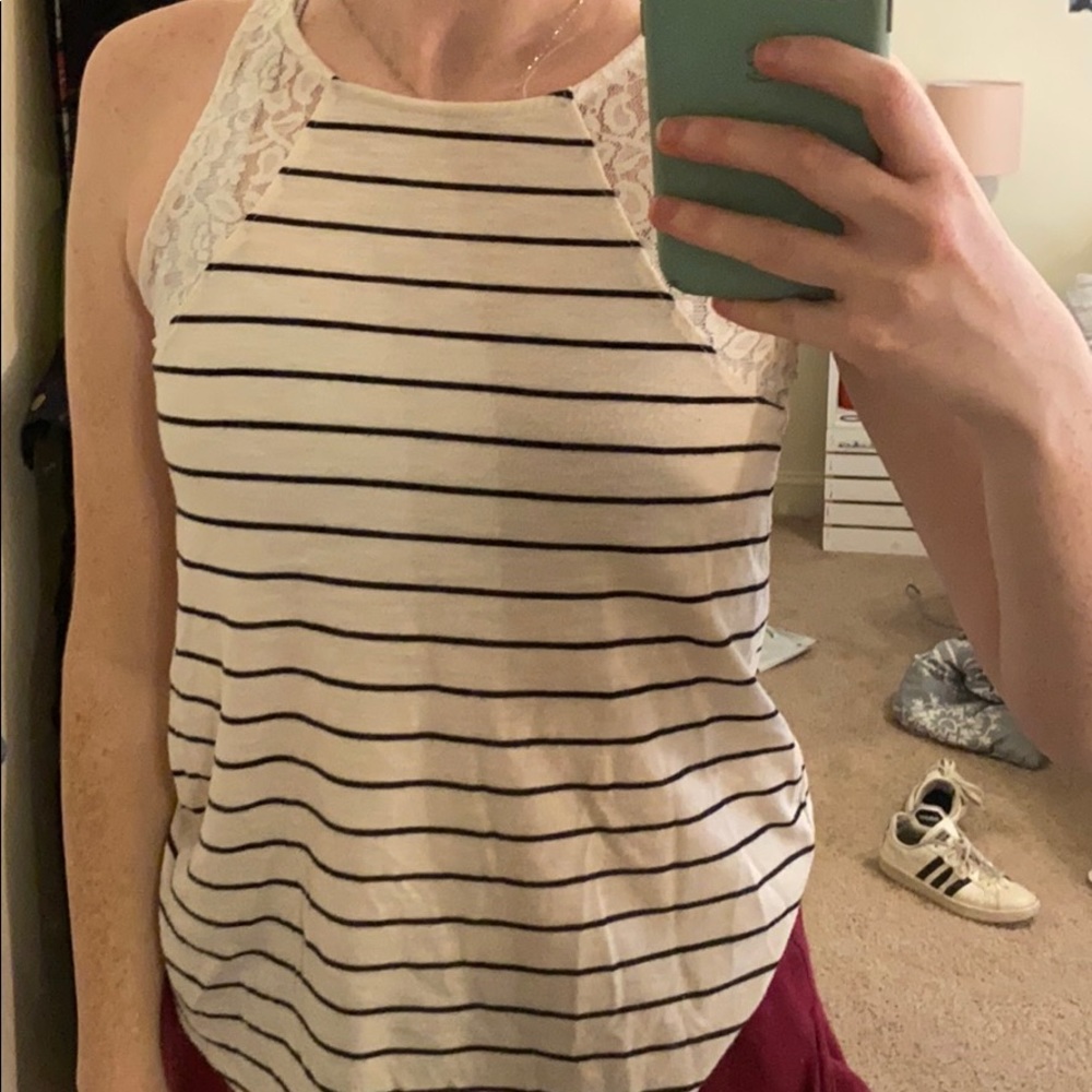 Striped Lace Tank Top